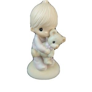 Precious Moments 1977 Jonathan and David Jesus Loves Me E-1372/B Boy w/Bear